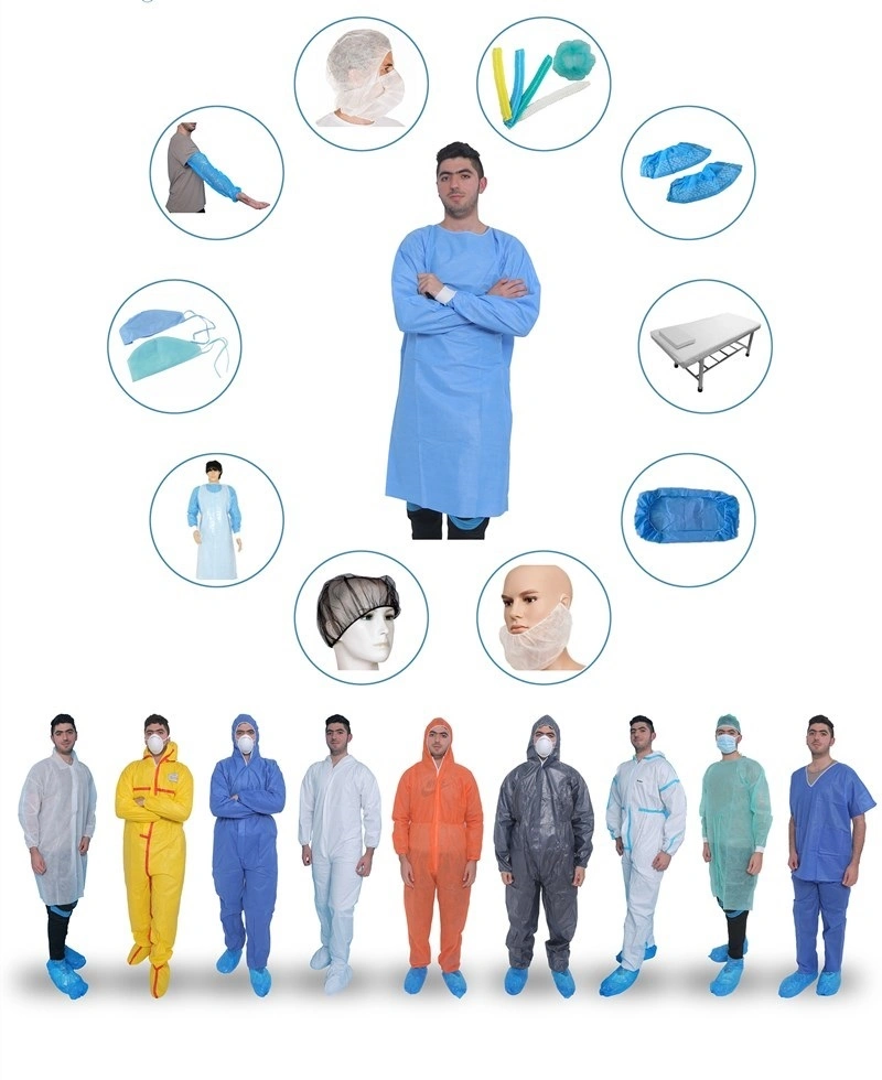 SMS Fabric Disposable Lab Coats with Knit Cuff and Collar