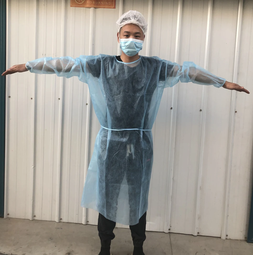 Health Disposable Isolation Gowns Spp Non Woven Breathable Non-Toxic Flexible