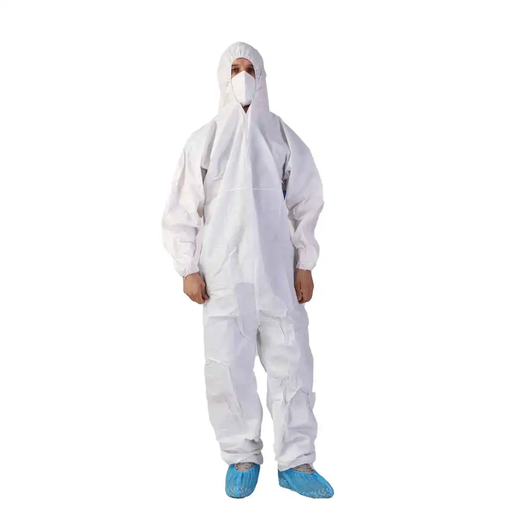 Disposable Waterproof Microporous Anti Static Isolation Hooded Industrial Safety Protective Clothing Non Woven Coverall Suit