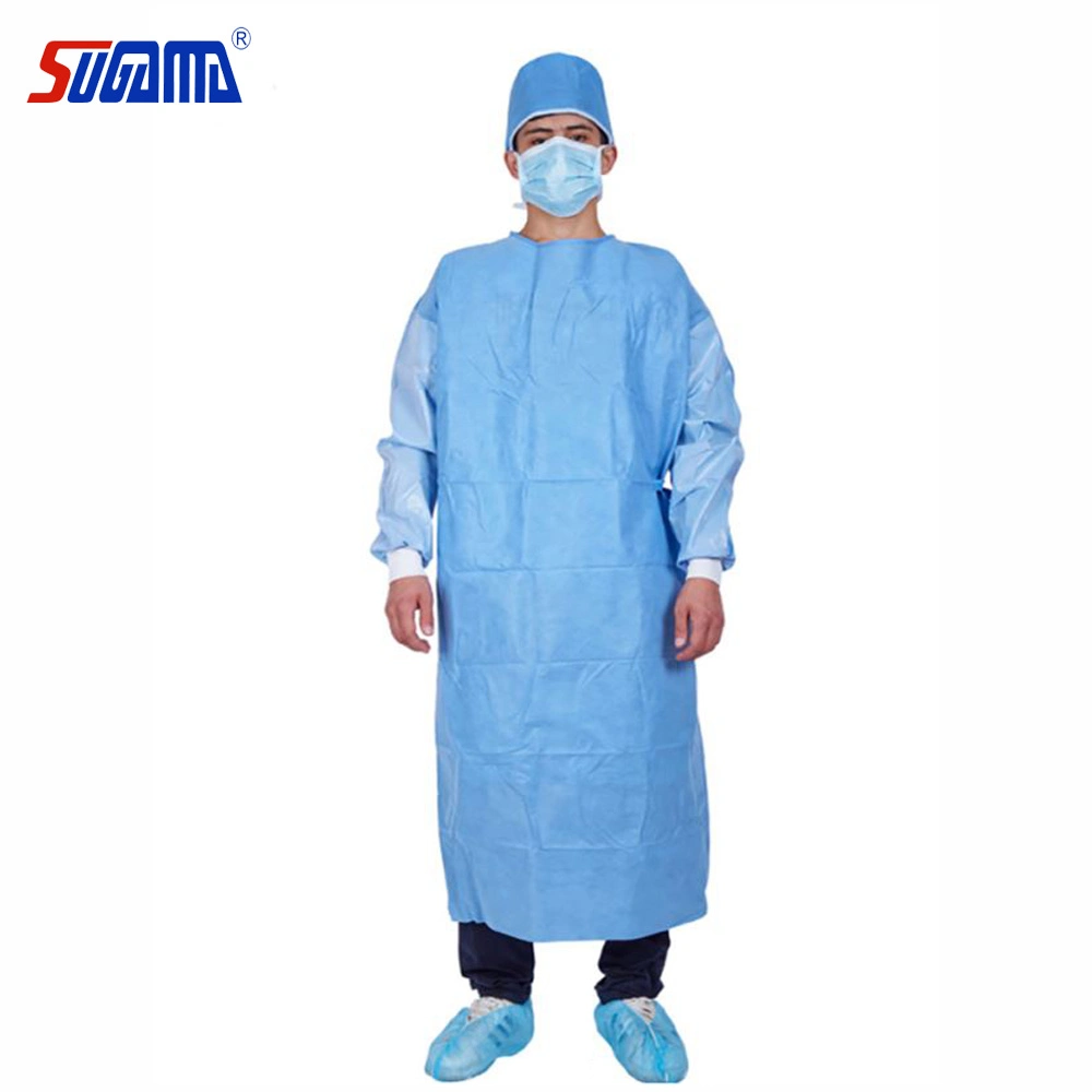 Rhycom 50g AAMI Level 3 4 Sterile Surgical Gown High Quality Blue Standard Reinforced Surgical Gowns SMS