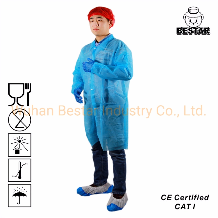 Food Industry Disposable Non-Woven Spp Jacket Visitor Coat Lab Coat