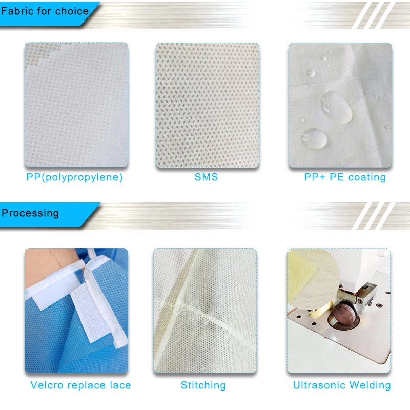 Hospital Disposable 25/30/40/50/60/70 GSM SMS Medical Isolation Gown