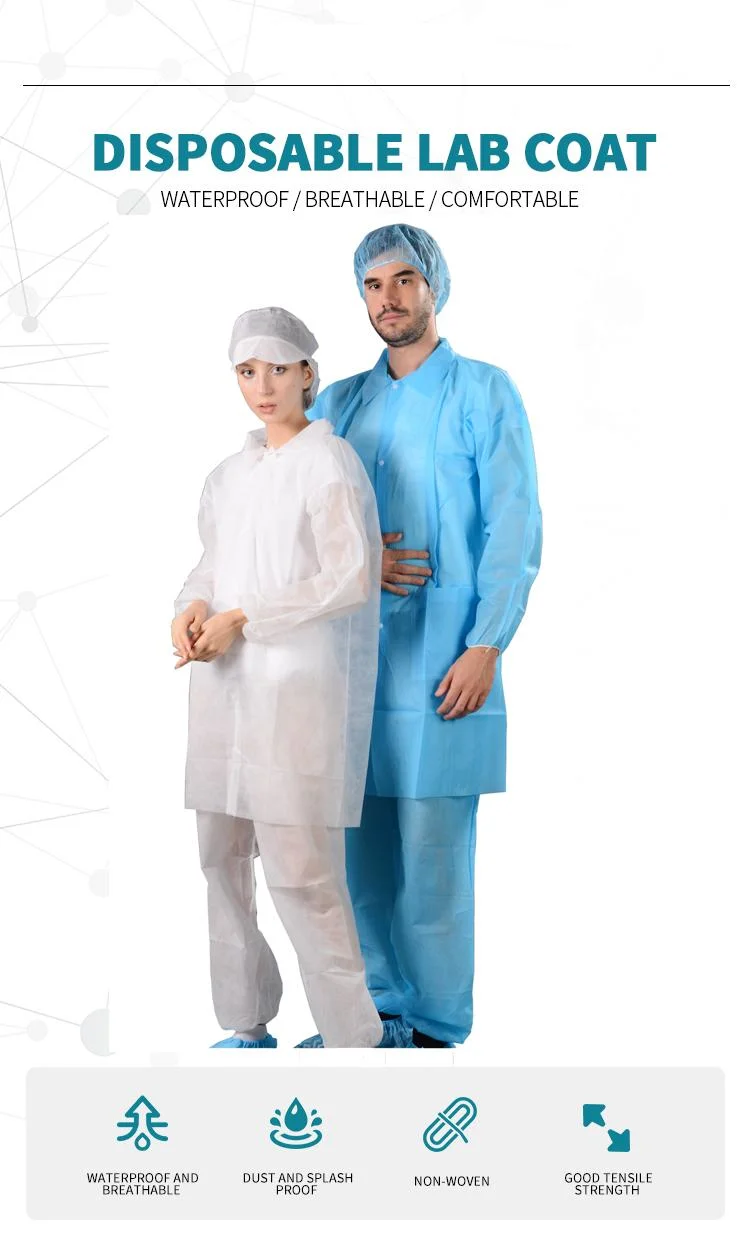 Non Woven Lab Coat Polypropylene Disposable Lab Coats