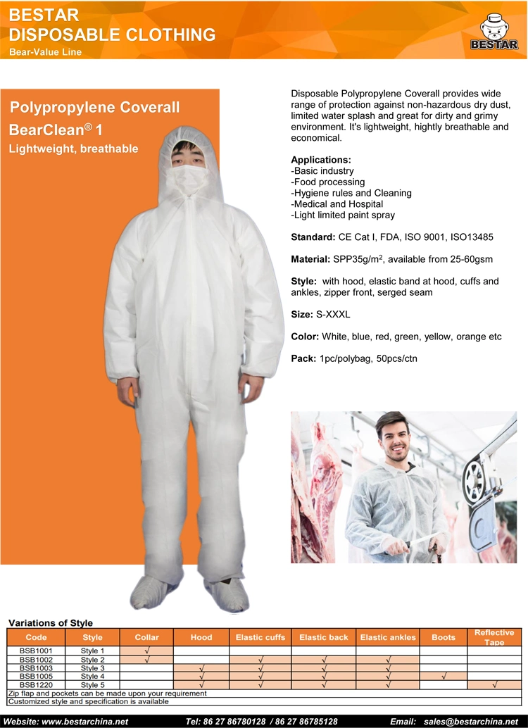 Wholesale Price Suitable Size Disposable Protective Overalls for Self-Protection