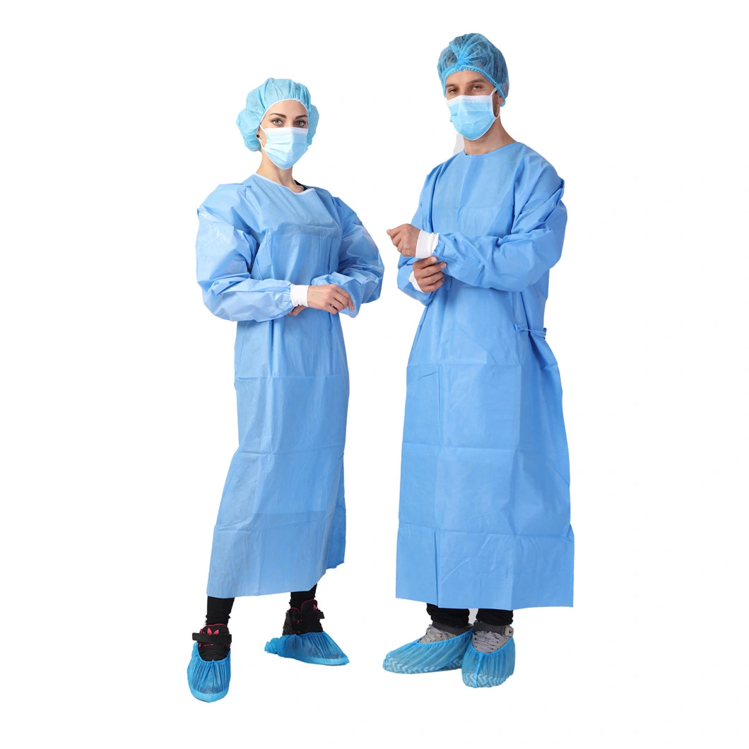 Standard Reinforced Gown Elastic Cuff Waterproof Disposable Surgical Non Woven CPE Gown